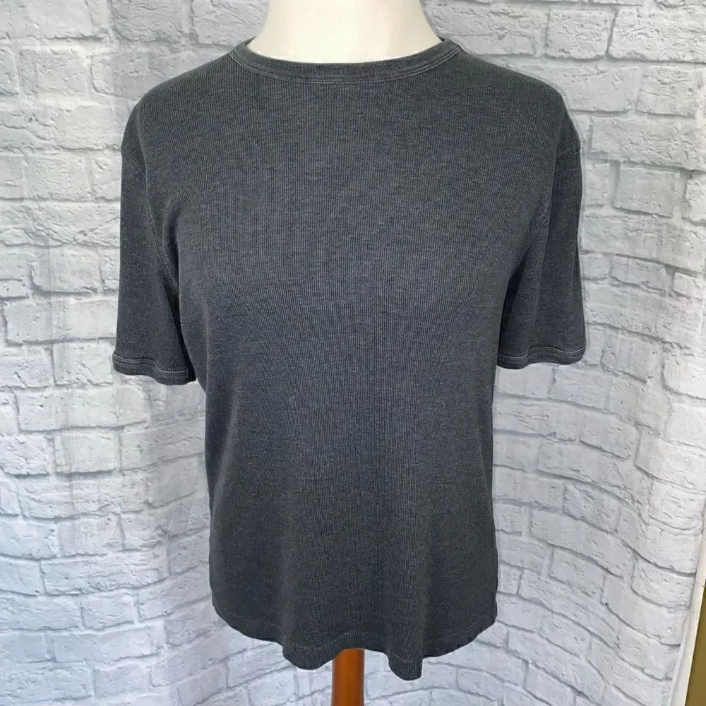 Old Navy L men cotton blend Crewneck short sleeve casual shirt dark grey